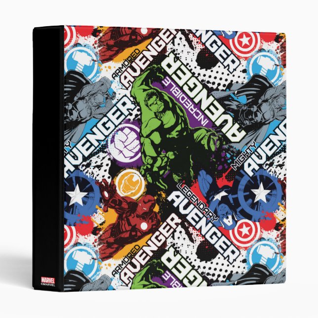 Avengers Character Pattern 3 Ring Binder (Front/Spine)