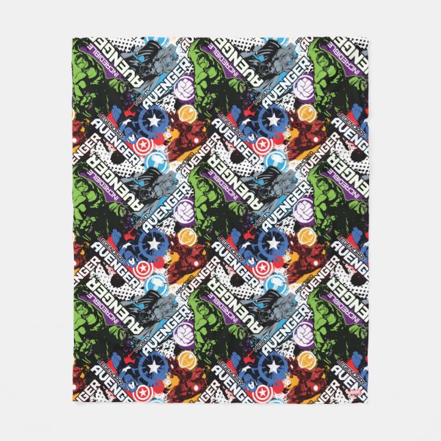 Avengers Character Pattern Fleece Blanket (Front)
