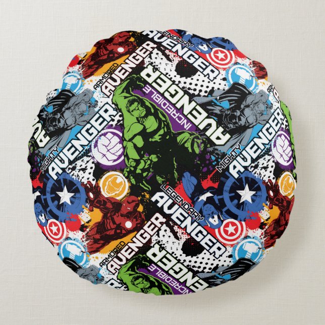 Avengers Character Pattern Round Pillow (Front)