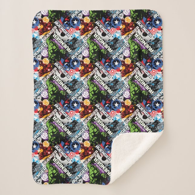 Avengers Character Pattern Sherpa Blanket (Front)