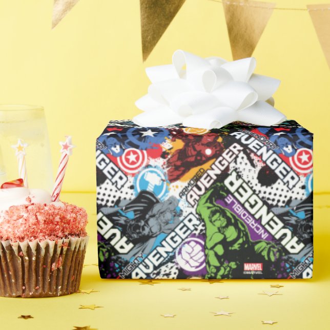 Avengers Character Pattern Wrapping Paper (Birthday Party)
