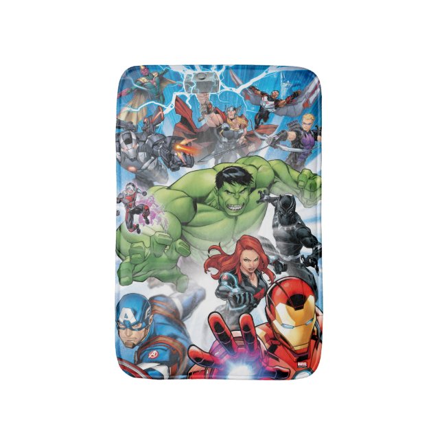 Avengers Classics | Avengers Assemble Into Action Bath Mat (Front Vertical)
