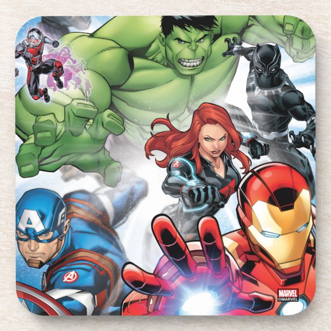 Avengers Classics | Avengers Assemble Into Action Beverage Coaster (Front)