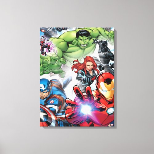 Avengers Classics  Avengers Assemble Into Action Canvas Print