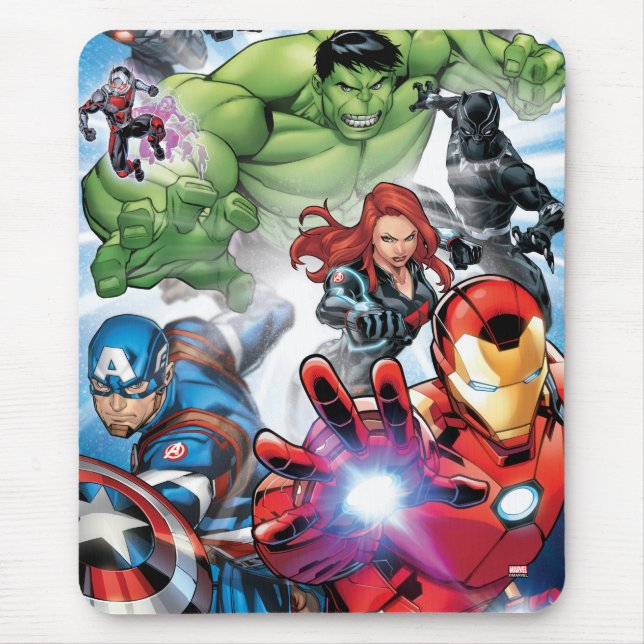 Avengers Classics | Avengers Assemble Into Action Mouse Pad (Front)