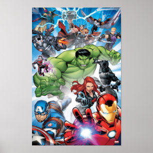 Avengers Classics Avengers Assemble Into Action Poster