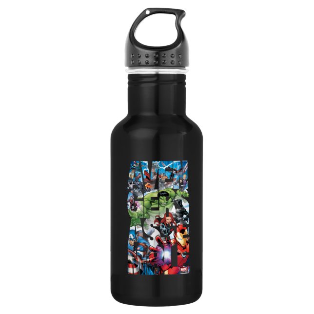 Avengers Classics | Avengers Assemble Into Action Stainless Steel Water Bottle (Front)