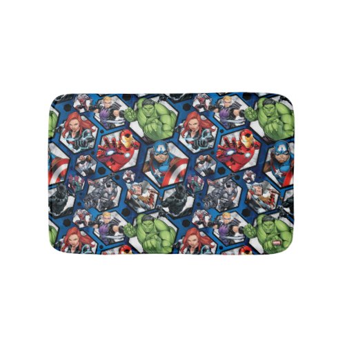 Avengers Classics | Avengers Hexagonal Pattern Bath Mat - Check out this Avengers pattern featuring our Avengers within hexagonal shapes: Captain America, Iron Man, Hulk, Black Widow, Ant-Man, Black Panther, Thor, Hawkeye, Falcon, War Machine, and Vision.