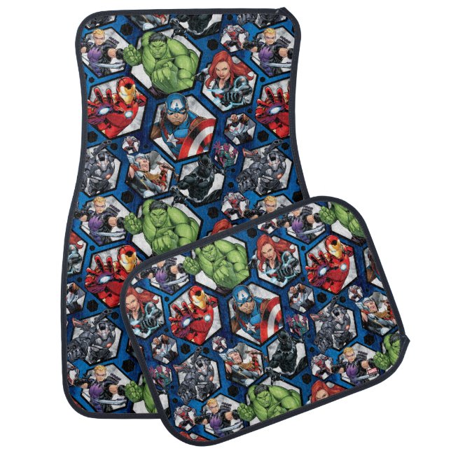 Avengers Classics | Avengers Hexagonal Pattern Car Floor Mat (Set)