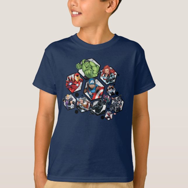 Avengers Classics | Avengers Hexagonal Pattern T-Shirt (Front)