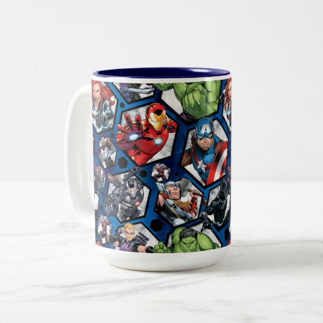 Avengers Classics | Avengers Hexagonal Pattern Two-Tone Coffee Mug (Front Left)