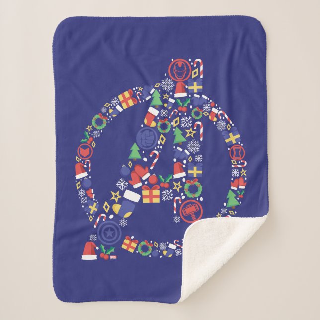 Avengers Classics | Avengers Holiday Logo Sherpa Blanket (Front)