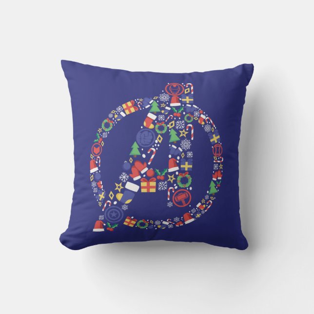 Avengers Classics | Avengers Holiday Logo Throw Pillow (Front)
