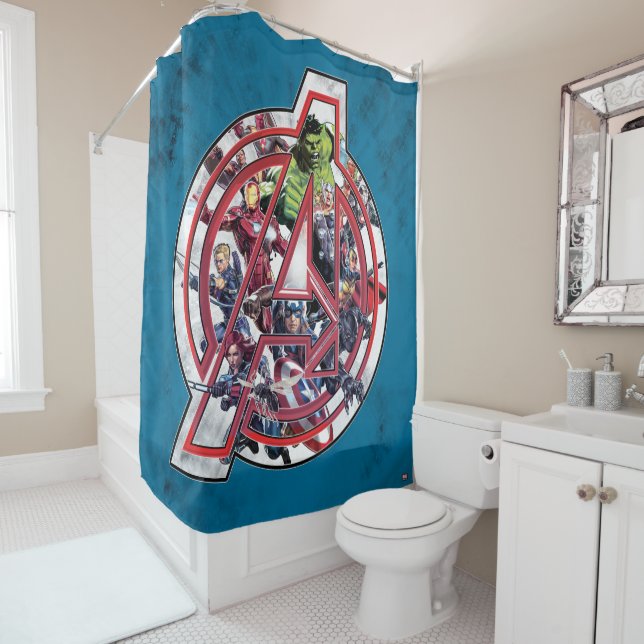 Avengers Classics | Avengers Inside Logo Shower Curtain (In Situ)