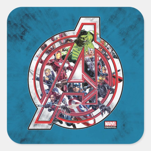 Avengers Classics | Avengers Inside Logo Square Sticker (Front)