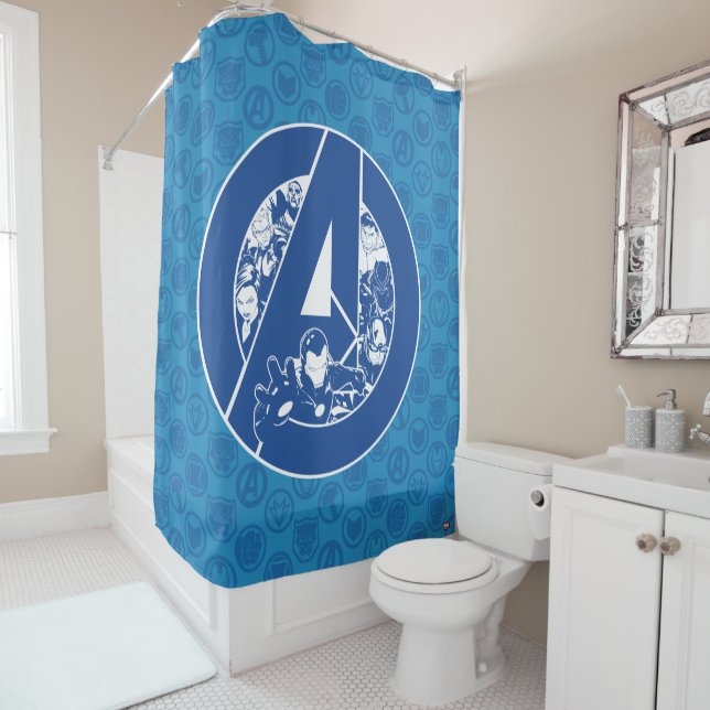 Avengers Classics | Avengers Outlines In logo Shower Curtain (In Situ)