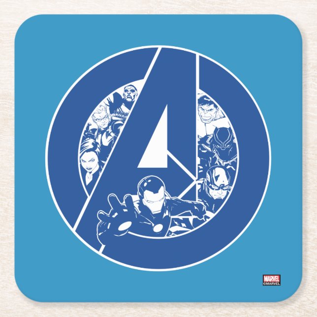 Avengers Classics | Avengers Outlines In logo Square Paper Coaster (Front)