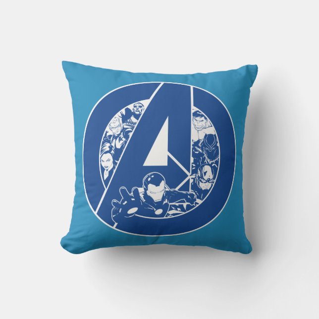 Avengers Classics | Avengers Outlines In logo Throw Pillow (Front)