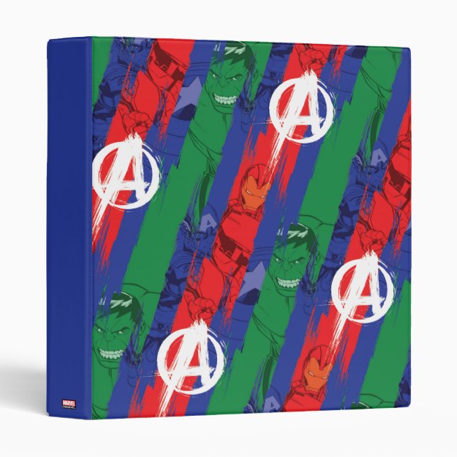 Avengers Classics | Avengers Paint Stripes Pattern 3 Ring Binder (Front/Spine)