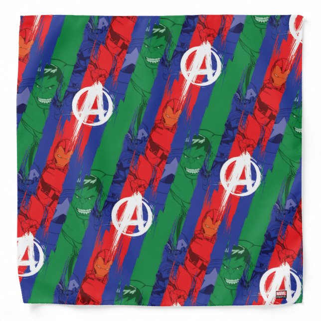 Avengers Classics | Avengers Paint Stripes Pattern Bandana (Front)