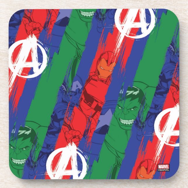 Avengers Classics | Avengers Paint Stripes Pattern Beverage Coaster (Front)
