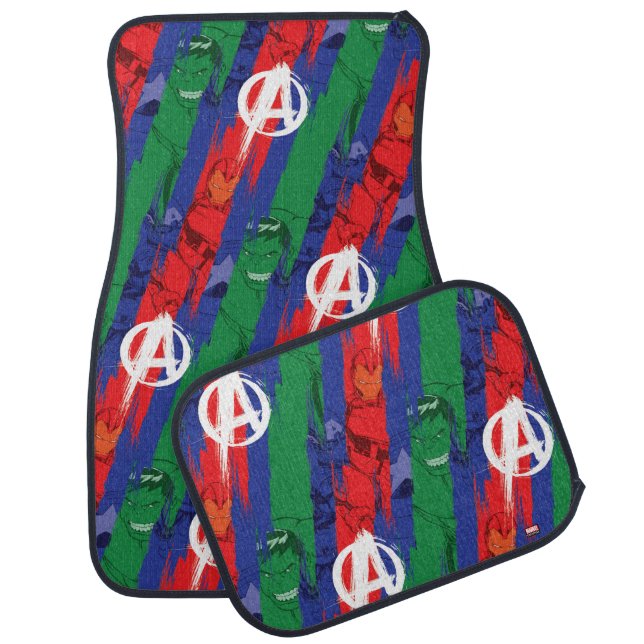 Avengers Classics | Avengers Paint Stripes Pattern Car Floor Mat (Set)