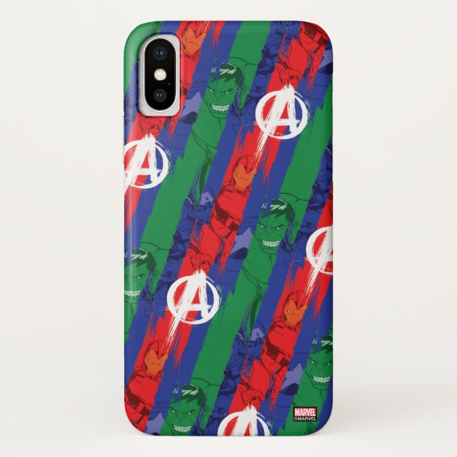 Avengers Classics | Avengers Paint Stripes Pattern Case-Mate iPhone Case (Back)