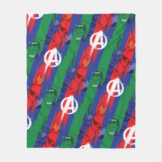 Avengers Classics | Avengers Paint Stripes Pattern Fleece Blanket (Front)