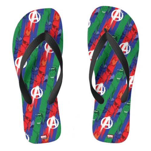 Avengers Classics  Avengers Paint Stripes Pattern Flip Flops