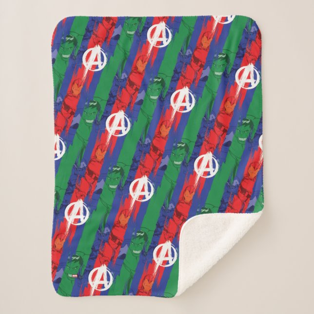 Avengers Classics | Avengers Paint Stripes Pattern Sherpa Blanket (Front)