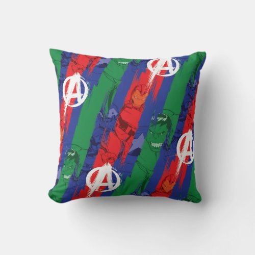 Avengers Classics  Avengers Paint Stripes Pattern Throw Pillow
