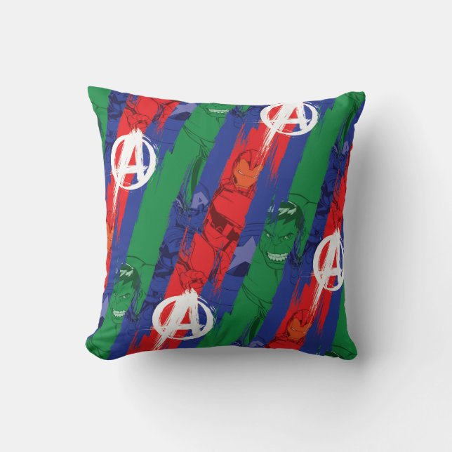 Avengers Classics | Avengers Paint Stripes Pattern Throw Pillow (Front)