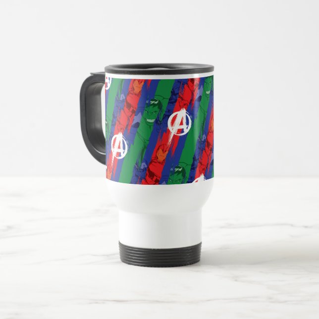 Avengers Classics | Avengers Paint Stripes Pattern Travel Mug (Front Left)