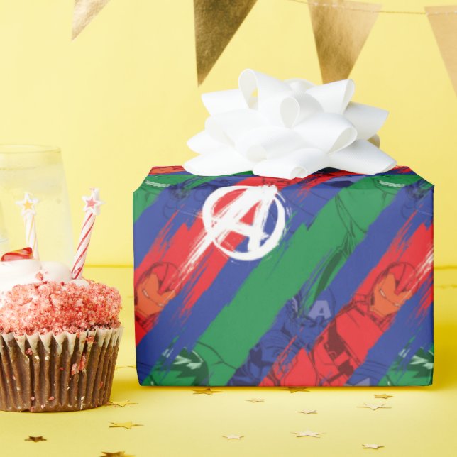 Avengers Classics | Avengers Paint Stripes Pattern Wrapping Paper (Birthday Party)