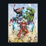 Avengers Classics | Avengers Prepared To Attack Postcard<br><div class="desc">Check out Iron Man with both hands glowing,  Captain America with fist pulled back,  Thor with hammer lit up,  and Hulk with fists in the air!</div>