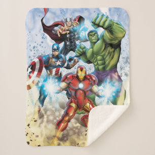 Avengers Classics Avengers Prepared To Attack Sherpa Blanket