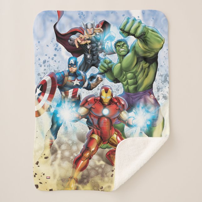Avengers Classics | Avengers Prepared To Attack Sherpa Blanket (Front)