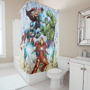 Avengers Classics   Avengers Prepared To Attack Shower Curtain