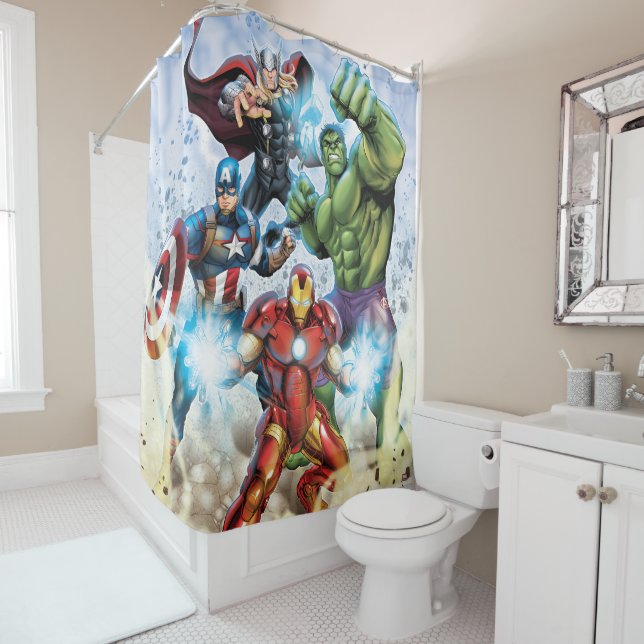 Avengers Classics | Avengers Prepared To Attack Shower Curtain (In Situ)