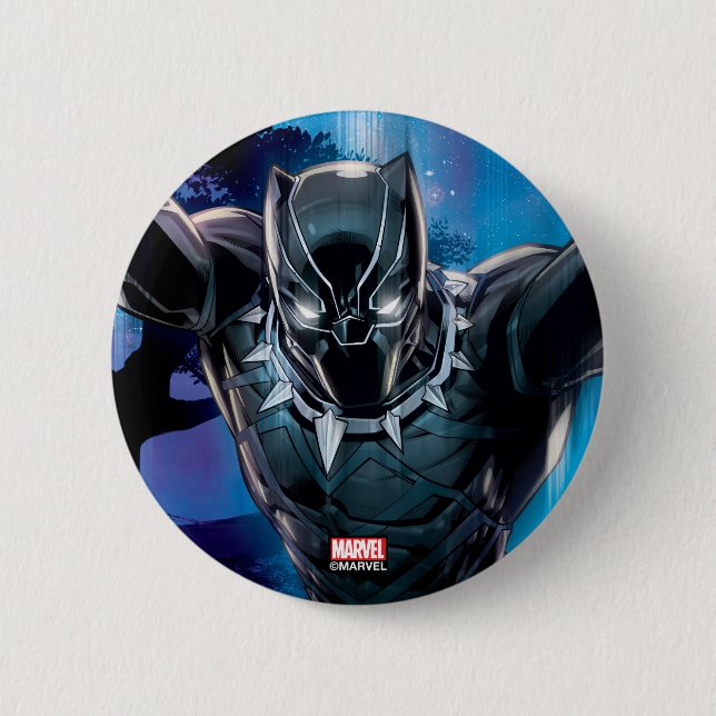 Avengers Classics | Black Panther In Tall Grass Button (Front)