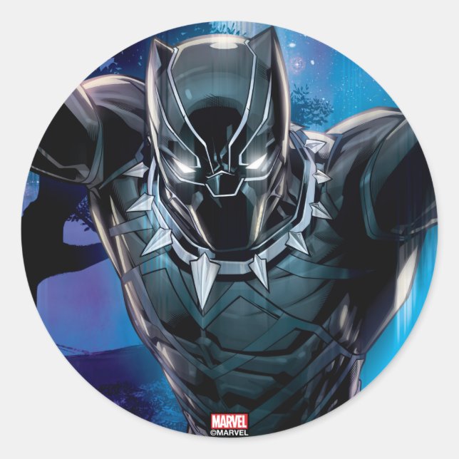 Avengers Classics | Black Panther In Tall Grass Classic Round Sticker (Front)