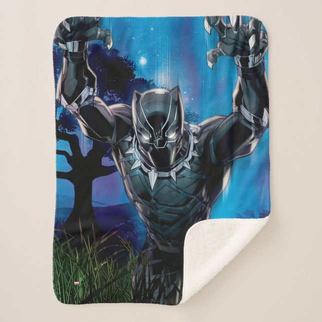 Avengers Classics | Black Panther In Tall Grass Sherpa Blanket (Front)