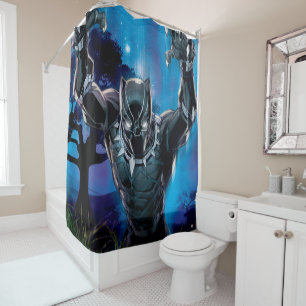 Avengers Classics   Black Panther In Tall Grass Shower Curtain