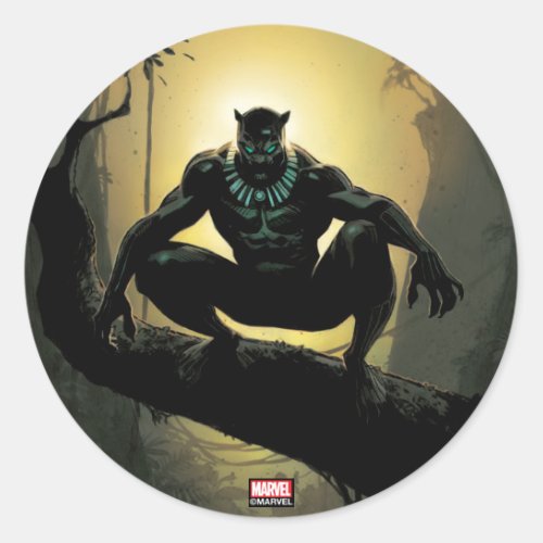 Avengers Classics  Black Panther In Tree Classic Round Sticker