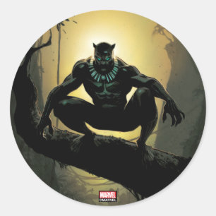 Avengers Classics Black Panther In Tree Classic Round Sticker