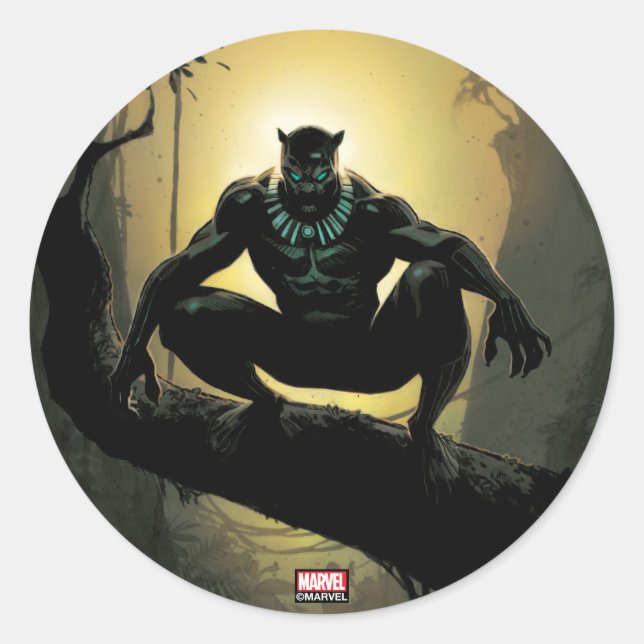 Avengers Classics | Black Panther In Tree Classic Round Sticker (Front)