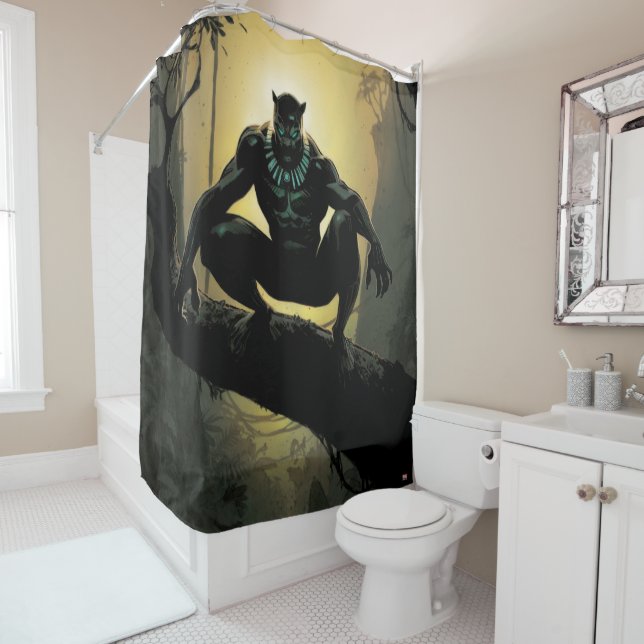 Avengers Classics | Black Panther In Tree Shower Curtain (In Situ)