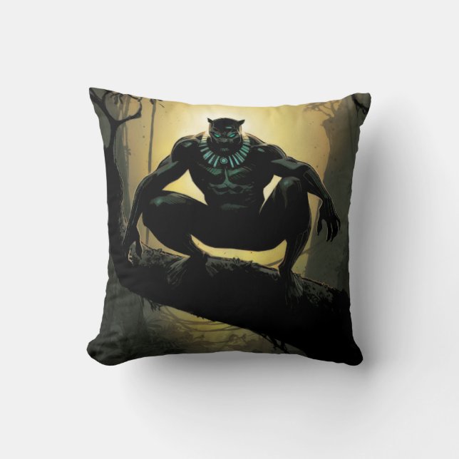 Avengers Classics | Black Panther In Tree Throw Pillow (Front)