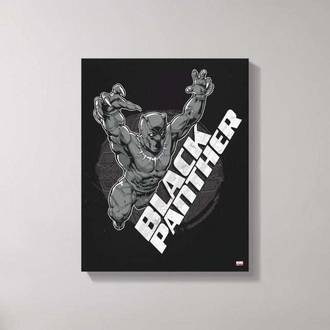 Avengers Classics | Black Panther Leap Badge Canvas Print (Front)