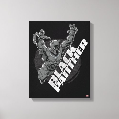 Avengers Classics  Black Panther Leap Badge Canvas Print